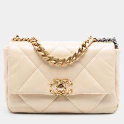 مملوكة مسبقًا حقيبة شانيل جلد خروف بني متوسطة 19 بقلاب