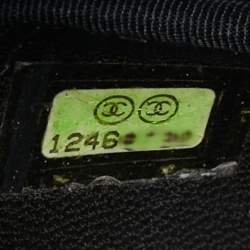 Pre Owned حقيبة شانيل كلاسيك بجلد لامع مبطن أخضر زيتوني