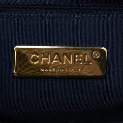 Pre Owned Chanel Blue, White Large Houndstooth Tweed 19 Flap