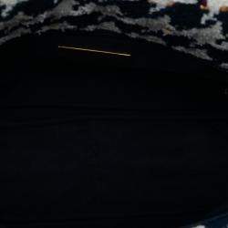 Pre Owned Chanel Blue, White Large Houndstooth Tweed 19 Flap