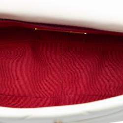 Pre Owned حقيبة شانيل فلاب لامبسكين أبيض متوسطة 19