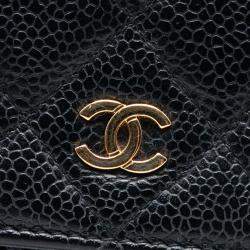 مملوكة مسبقًا Chanel Black CC Quilted Caviar Wallet on Chain