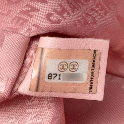 Pre Owned Chanel Pink Stitched Lambskin Logo Flap