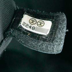 Pre Owned Chanel Black Blue Printed Canvas and Caviar Airlines Round Trip Travel Bag