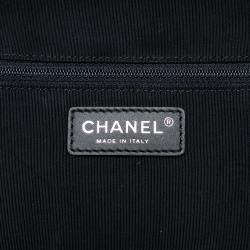 Pre Owned Chanel Black Blue Printed Canvas and Caviar Airlines Round Trip Travel Bag