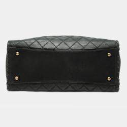 Pre Owned Chanel Black CC Quilted Iridescent Calfskin Happy Stitch Tote