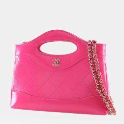 مملوكة مسبقًا حقيبة شانيل للتسوق جلد عجل وردية لامعة صغيرة 31
