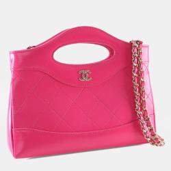 مملوكة مسبقًا حقيبة شانيل للتسوق جلد عجل وردية لامعة صغيرة 31