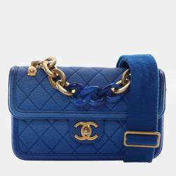 Pre Owned Chanel Blue Small Quilted Caviar Sunset On The Sea Flap