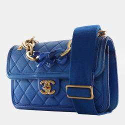 Pre Owned Chanel Blue Small Quilted Caviar Sunset On The Sea Flap