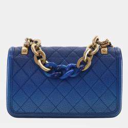 Pre Owned Chanel Blue Small Quilted Caviar Sunset On The Sea Flap