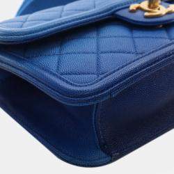Pre Owned Chanel Blue Small Quilted Caviar Sunset On The Sea Flap