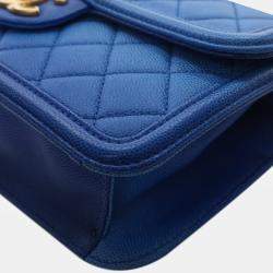 Pre Owned Chanel Blue Small Quilted Caviar Sunset On The Sea Flap