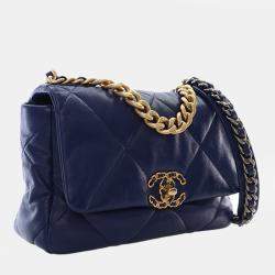 Pre Owned Chanel Blue Medium Lambskin 19 Flap