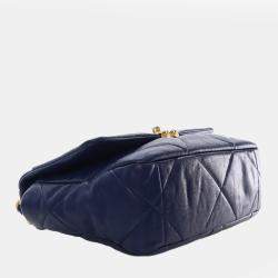 Pre Owned Chanel Blue Medium Lambskin 19 Flap