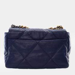 Pre Owned Chanel Blue Medium Lambskin 19 Flap
