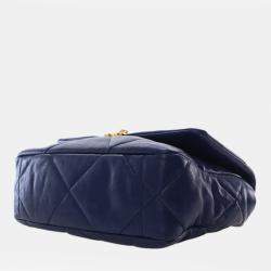 Pre Owned Chanel Blue Medium Lambskin 19 Flap
