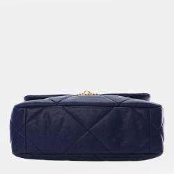 Pre Owned Chanel Blue Medium Lambskin 19 Flap