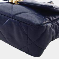 Pre Owned Chanel Blue Medium Lambskin 19 Flap