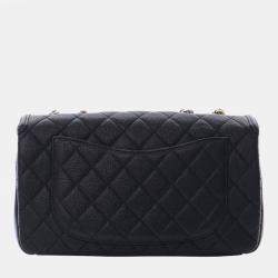 مملوكة مسبقًا حقيبة فلاب شانيل كافيار سي سي فيليغري وسط سوداء