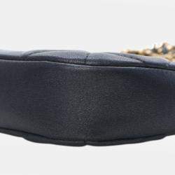 Pre Owned حقيبة شانيِل كروس بودي سلسلة شعار جلد حمل مُبطّن صغيرة سوداء