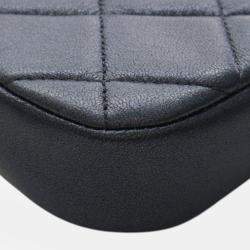 Pre Owned حقيبة شانيِل كروس بودي سلسلة شعار جلد حمل مُبطّن صغيرة سوداء