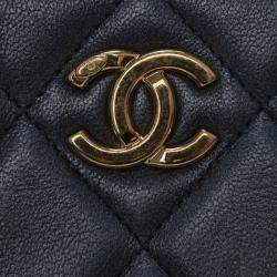 Pre Owned حقيبة شانيِل كروس بودي سلسلة شعار جلد حمل مُبطّن صغيرة سوداء