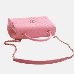 Pre Owned حقيبة يد شانيل كوكو شيفون كافيار زهري صغير بيد علوية