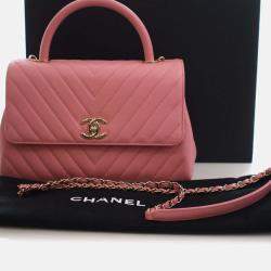 Pre Owned حقيبة يد شانيل كوكو شيفون كافيار زهري صغير بيد علوية