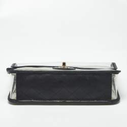 مملوكة مسبقًا حقيبة كتف شانيل بي في سي وجلد أسود/ شفاف ساند باي ذا سي كلاسيك بقلاب