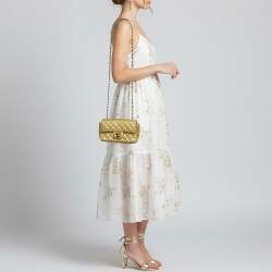 Pre Owned حقيبة شانيل ميني كلاسيك مستطيلة جلد مبطن أخضر