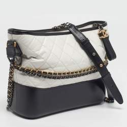 Pre Owned حقيبة هوبو شانيل غابرييل جلد قديم مبطن بيج / أسود متوسط الحجم