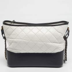 Pre Owned حقيبة هوبو شانيل غابرييل جلد قديم مبطن بيج / أسود متوسط الحجم