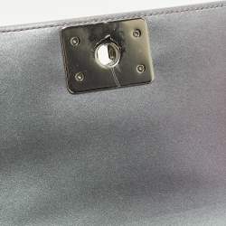 Pre Owned Chanel Boy Small Purple Iridescent Quilted Patent Leather and PVC Flap Bag