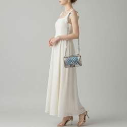 Pre Owned Chanel Boy Small Purple Iridescent Quilted Patent Leather and PVC Flap Bag