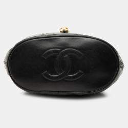 Pre Owned حقيبة كروس بودي رفل شانيال سوداء جلد غنم مبطن بشراشيب