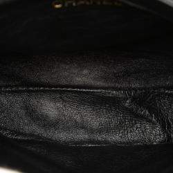 Pre Owned حقيبة كروس بودي رفل شانيال سوداء جلد غنم مبطن بشراشيب