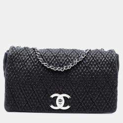Pre Owned Chanel Black CC Quilted Astrakhan Single Flap