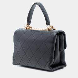 مملوكة مسبقًا حقيبة شانيل روح عصرية مبطن جلد الضأن أسود صغيرة بمقبض علوي