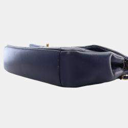 Pre Owned Chanel Blue Quilted Lambskin A Real Catch Flap