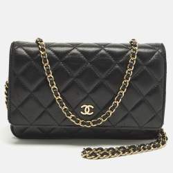 Pre Owned محفظة شانيل سي سي جلد برتقالي مبطن مع سلسلة