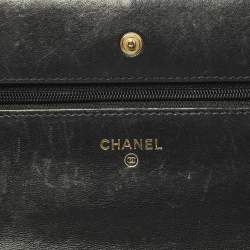 Pre Owned محف ظة شانيل سي سي جلد برتقالي مبطن مع سلسلة