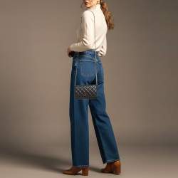 Pre Owned محفظة شانيل سي سي جلد برتقالي مبطن مع سلسلة