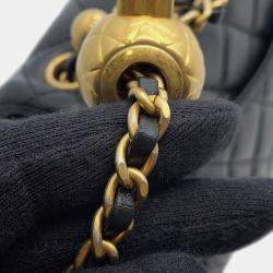 Pre Owned Chanel Mini Matelasse Single Flap Cocoball Chain shoulder Bag Black Lambskin Size Mini