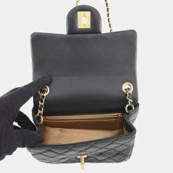 Pre Owned Chanel Mini Matelasse Single Flap Cocoball Chain shoulder Bag Black Lambskin Size Mini