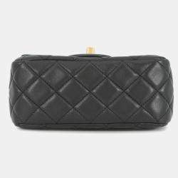 Pre Owned Chanel Mini Matelasse Single Flap Cocoball Chain shoulder Bag Black Lambskin Size Mini