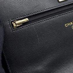 Pre Owned Chanel Matelasse Chain Wallet Black Caviar Leather