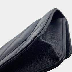 Pre Owned Chanel Matelasse Chain Wallet Black Caviar Leather