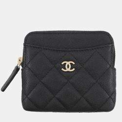 Pre Owned Chanel Matelasse Coin Purse Black Caviar Leather