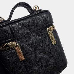 مملوكة مسبقًا Chanel Matelasse 2Way Chain Vanity Case Black Caviar Leather